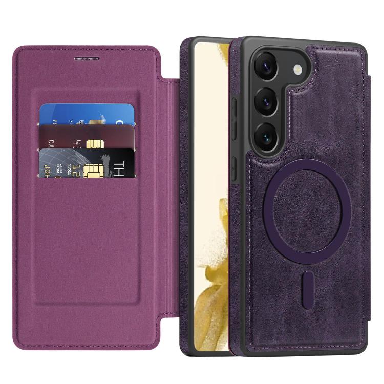 For Samsung Galaxy S22 5G Linton MagSafe Leather Phone Case