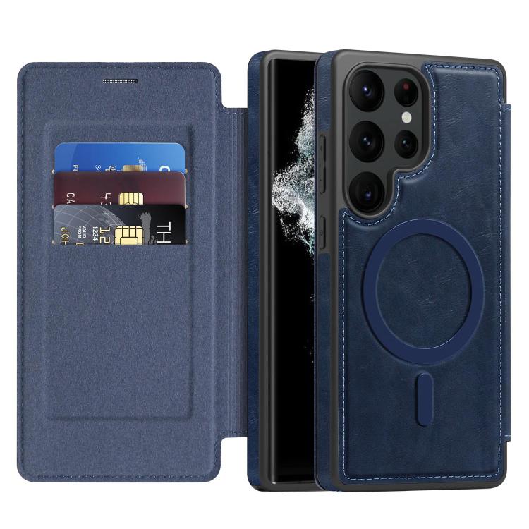 For Samsung Galaxy S22 Ultra 5G Linton MagSafe Leather Phone Case