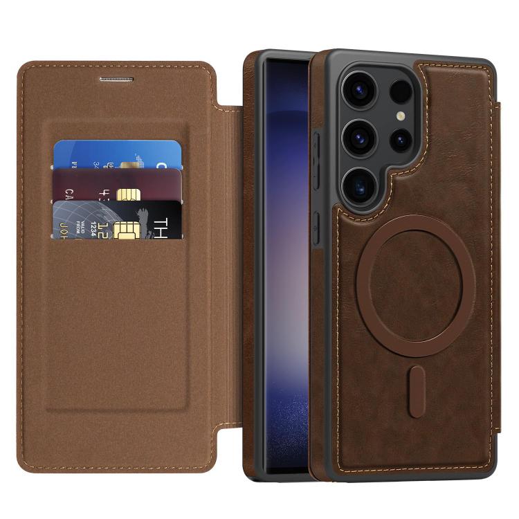 For Samsung Galaxy S23 Ultra 5G Linton MagSafe Leather Phone Case