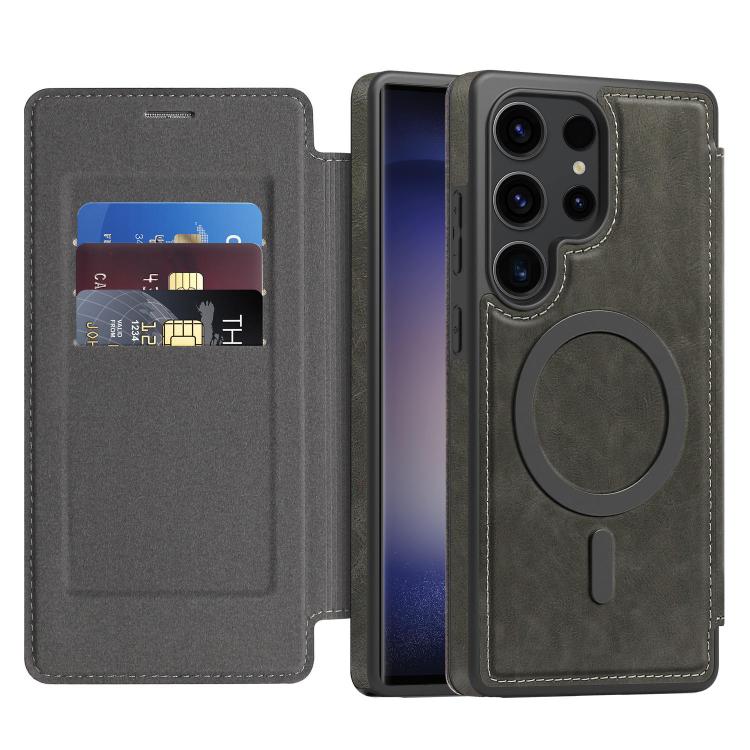For Samsung Galaxy S23 Ultra 5G Linton MagSafe Leather Phone Case