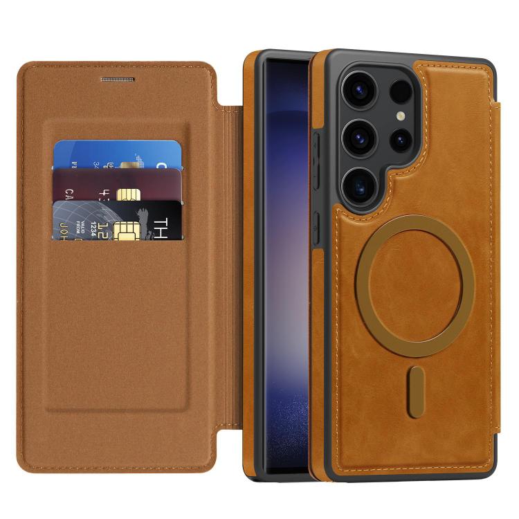 For Samsung Galaxy S23 Ultra 5G Linton MagSafe Leather Phone Case
