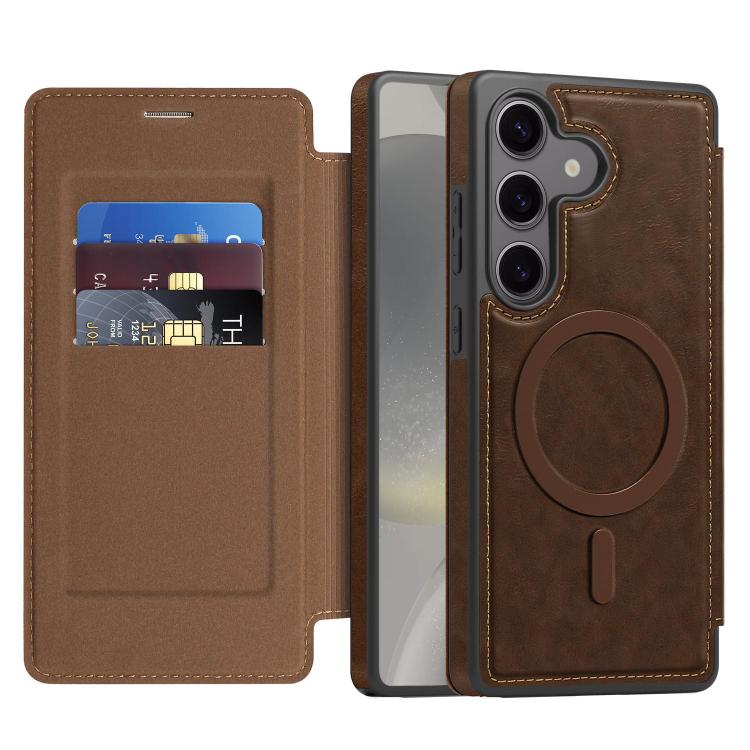 For Samsung Galaxy S24 5G Linton MagSafe Leather Phone Case