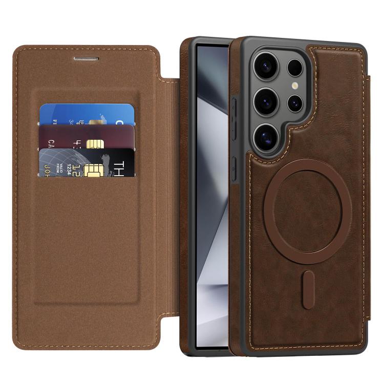 For Samsung Galaxy S24 Ultra 5G Linton MagSafe Leather Phone Case
