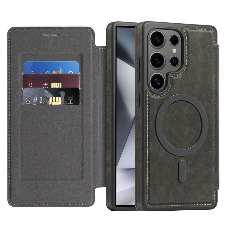 For Samsung Galaxy S24 Ultra 5G Linton MagSafe Leather Phone Case