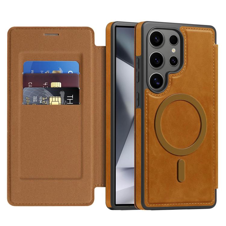 For Samsung Galaxy S24 Ultra 5G Linton MagSafe Leather Phone Case
