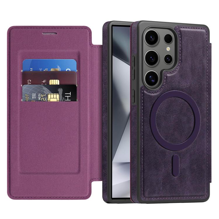 For Samsung Galaxy S24 Ultra 5G Linton MagSafe Leather Phone Case
