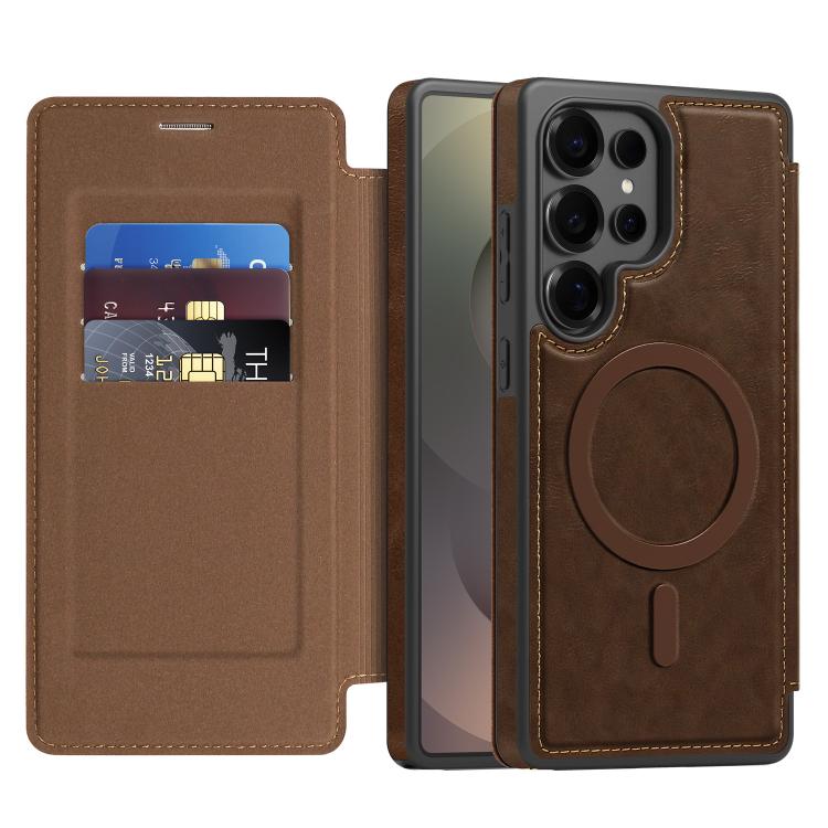 For Samsung Galaxy S25 Ultra 5G Linton MagSafe Leather Phone Case