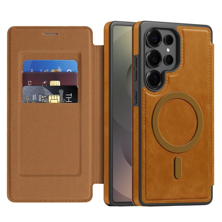 For Samsung Galaxy S25 Ultra 5G Linton MagSafe Leather Phone Case