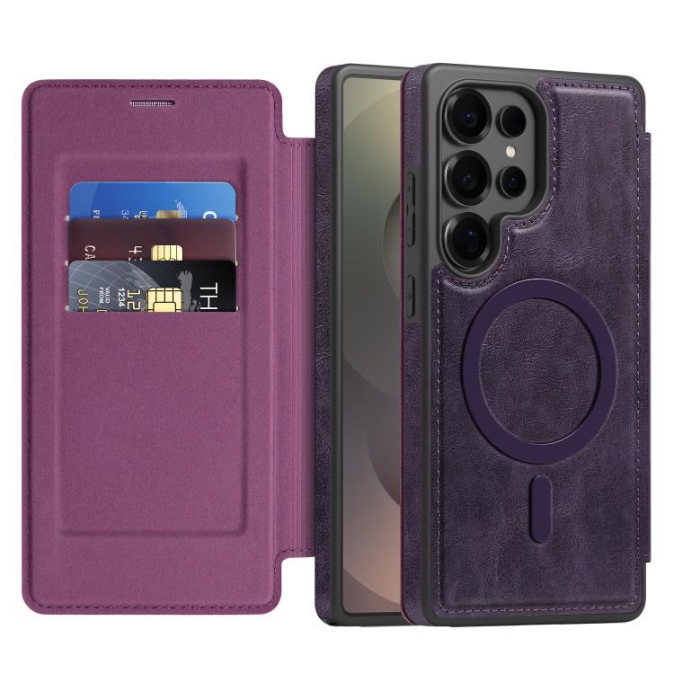 For Samsung Galaxy S25 Ultra 5G Linton MagSafe Leather Phone Case