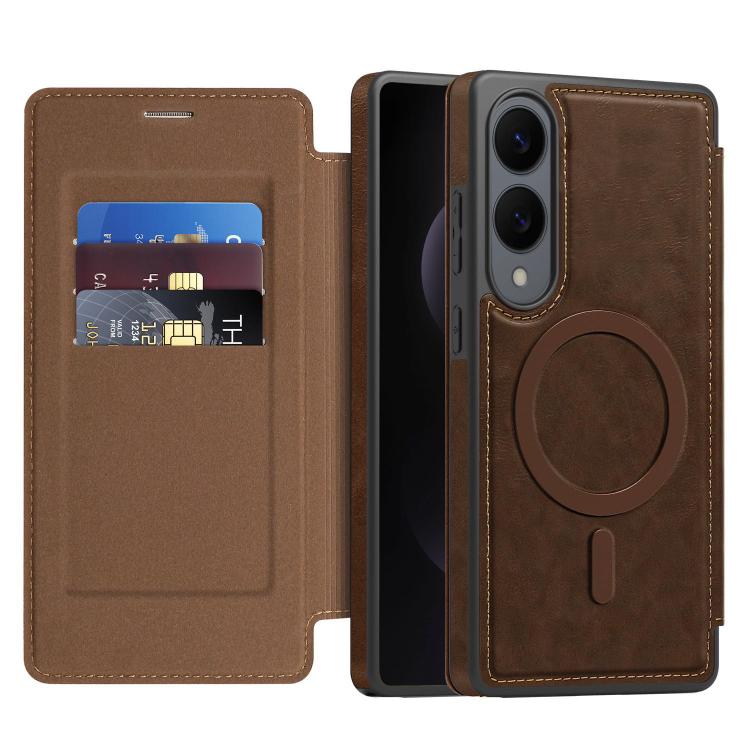For Samsung Galaxy S25 Edge 5G Linton MagSafe Leather Phone Case