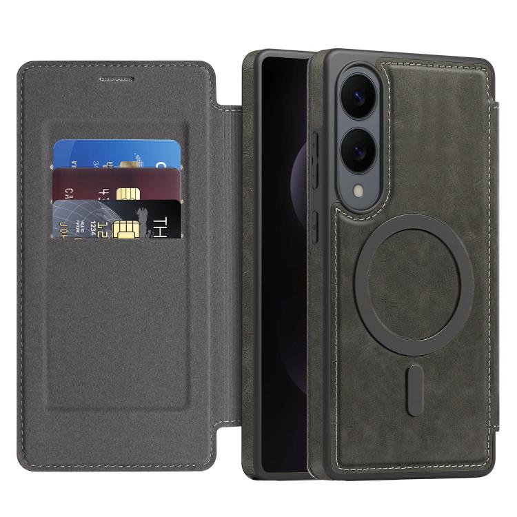 For Samsung Galaxy S25 Edge 5G Linton MagSafe Leather Phone Case