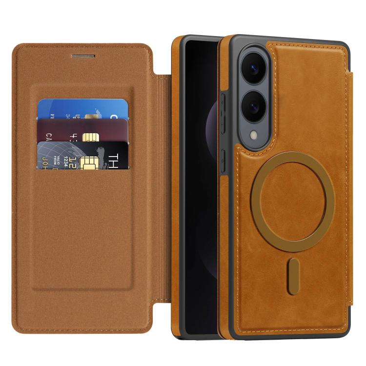 For Samsung Galaxy S25 Edge 5G Linton MagSafe Leather Phone Case