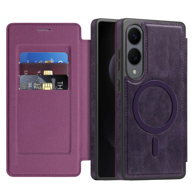 For Samsung Galaxy S25 Edge 5G Linton MagSafe Leather Phone Case