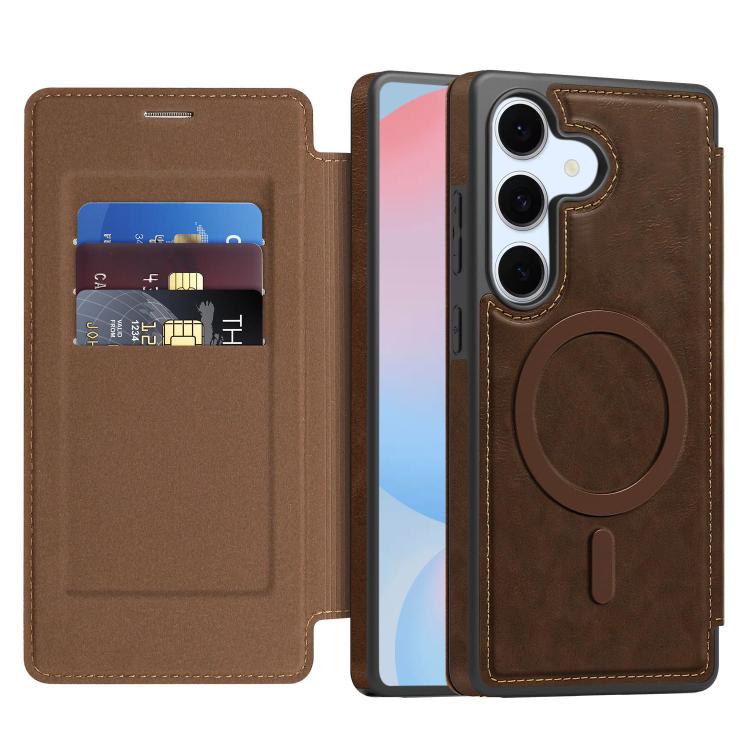For Samsung Galaxy S24 FE 5G Linton MagSafe Leather Phone Case