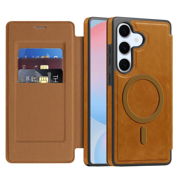 For Samsung Galaxy S24 FE 5G Linton MagSafe Leather Phone Case