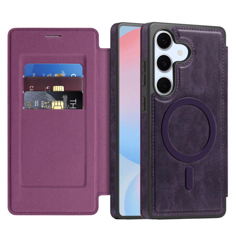 For Samsung Galaxy S24 FE 5G Linton MagSafe Leather Phone Case