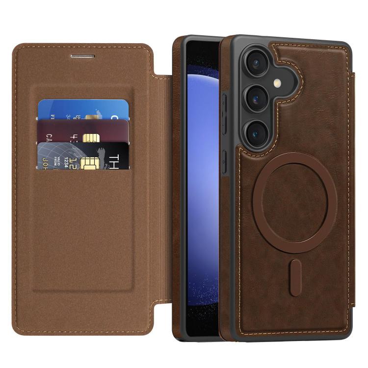 For Samsung Galaxy S23 FE 5G Linton MagSafe Leather Phone Case