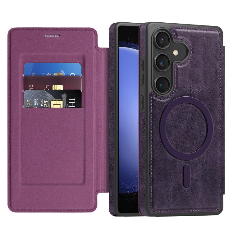 For Samsung Galaxy S23 FE 5G Linton MagSafe Leather Phone Case
