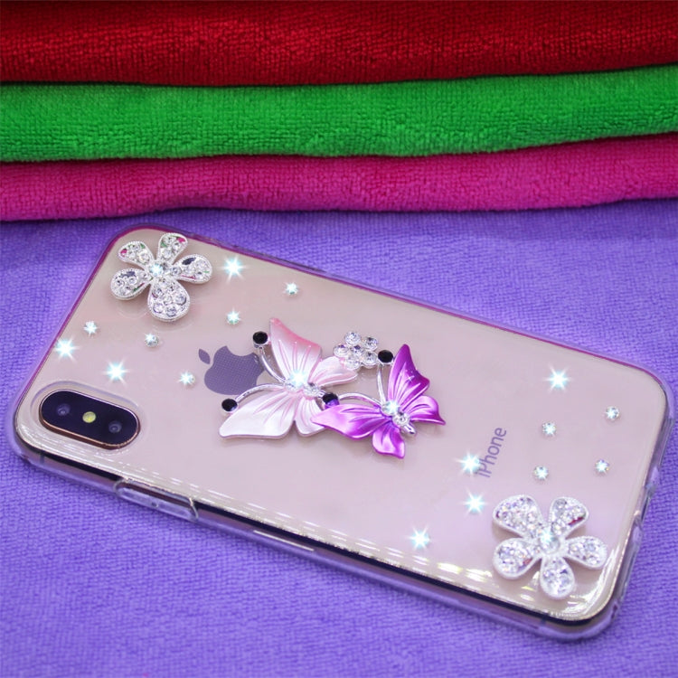 For iPhone XS Max Fevelove Diamond Encrusted Christmas Santa Claus Pattern TPU Protective Case