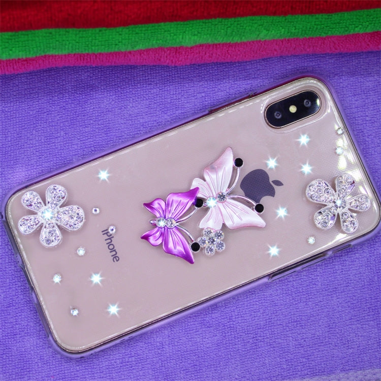 For iPhone XS Max Fevelove Diamond Encrusted Christmas Santa Claus Pattern TPU Protective Case