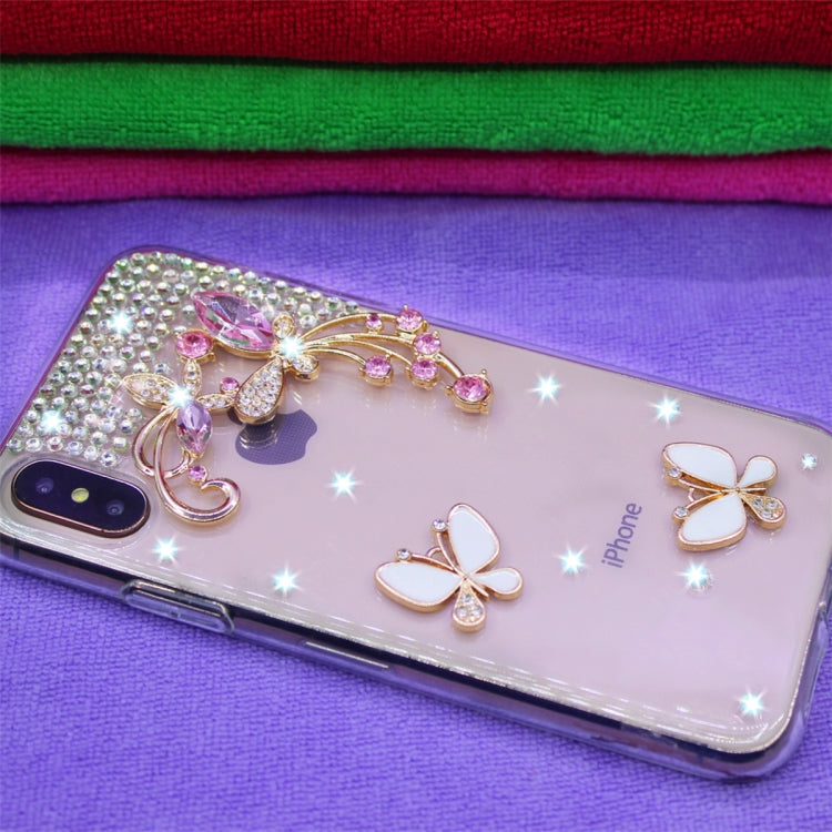 For iPhone XS Max Fevelove Diamond Encrusted Christmas Santa Claus Pattern TPU Protective Case