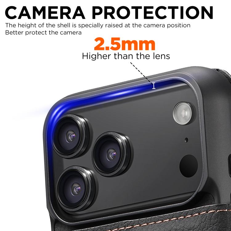 For iPhone 17 Pro Suteni Q05 2-in-1 Multi-function MagSafe Wallet Litchi Leather Phone Case