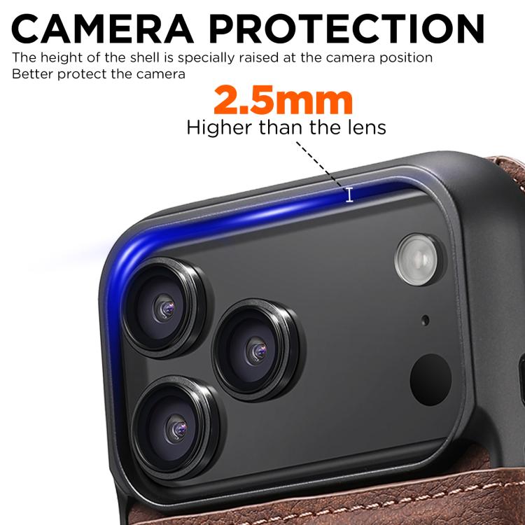 For iPhone 17 Pro Suteni Q05 2-in-1 Multi-function MagSafe Wallet Litchi Leather Phone Case