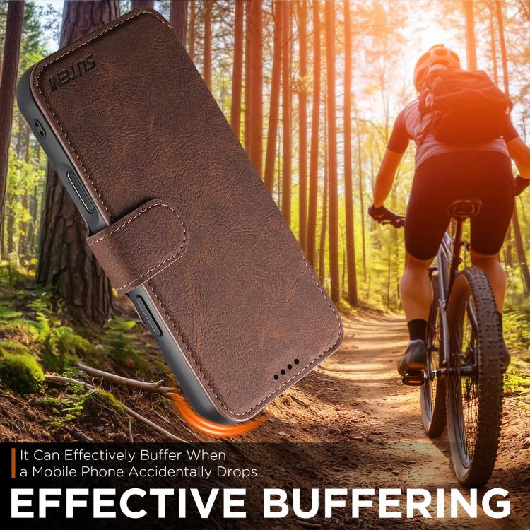 For iPhone 17 Pro Suteni Q05 2-in-1 Multi-function MagSafe Wallet Litchi Leather Phone Case