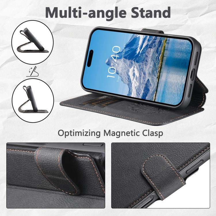 For iPhone 17 Suteni Q05 2-in-1 Multi-function MagSafe Wallet Litchi Leather Phone Case