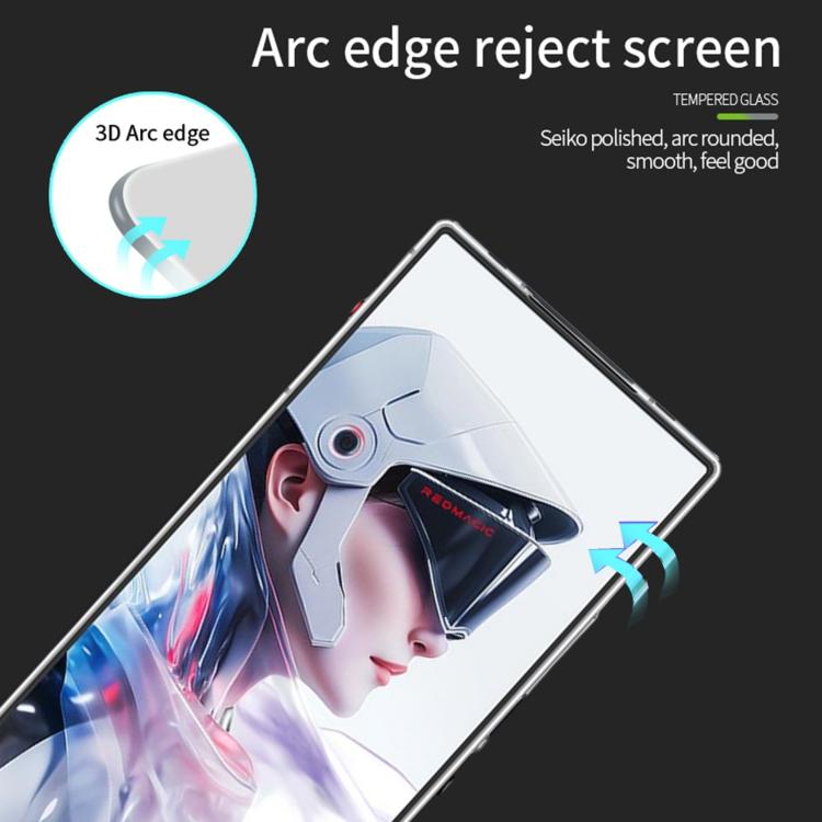 For ZTE nubia Red Magic 10 Air MOFI 9H 3D Explosion-proof Curved Screen Tempered Glass Film - Black