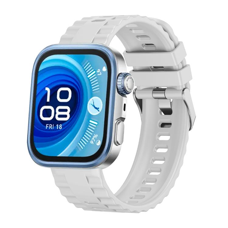 For Huawei Watch Fit4 / Fit4 Pro / Fit3 Metal Head Grain Pin Buckle Silicone Watch Band