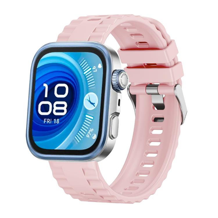 For Huawei Watch Fit4 / Fit4 Pro / Fit3 Metal Head Grain Pin Buckle Silicone Watch Band