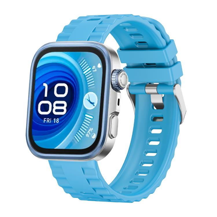 For Huawei Watch Fit4 / Fit4 Pro / Fit3 Metal Head Grain Pin Buckle Silicone Watch Band