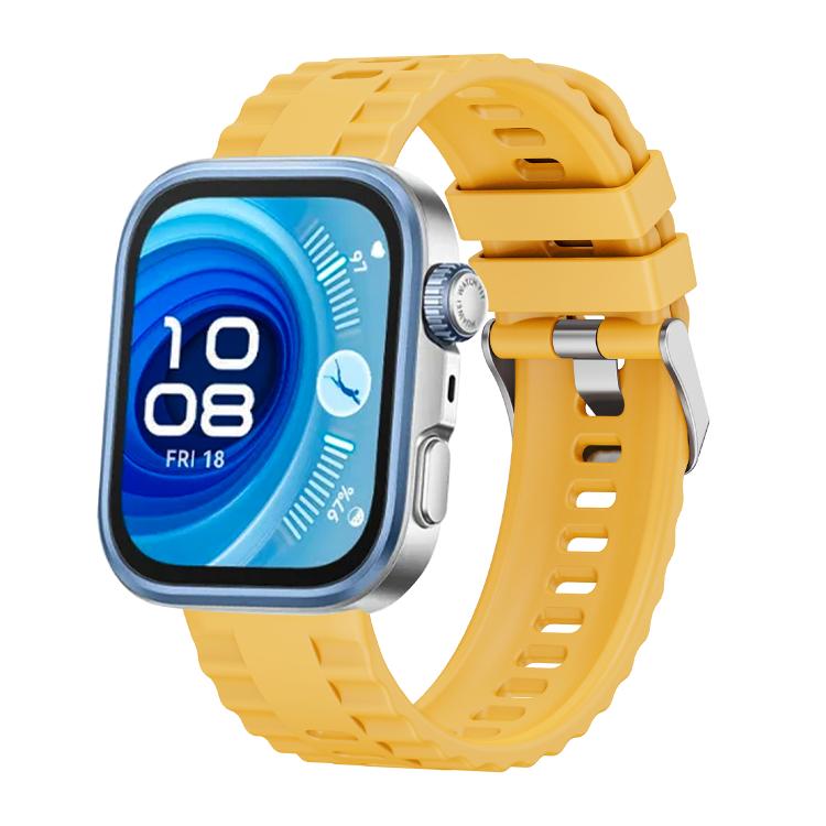 For Huawei Watch Fit4 / Fit4 Pro / Fit3 Metal Head Grain Pin Buckle Silicone Watch Band