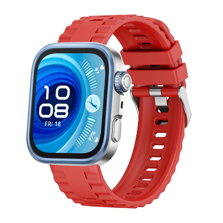 For Huawei Watch Fit4 / Fit4 Pro / Fit3 Metal Head Grain Pin Buckle Silicone Watch Band