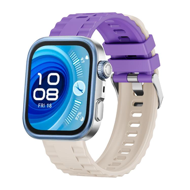 For Huawei Watch Fit4 / Fit4 Pro / Fit3 Metal Head Grain Pin Buckle Silicone Watch Band