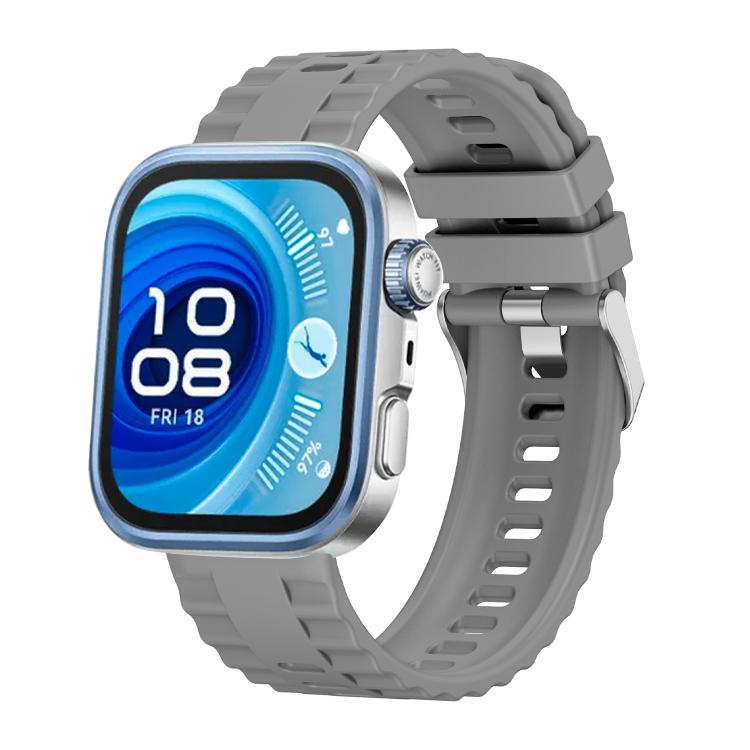 For Huawei Watch Fit4 / Fit4 Pro / Fit3 Metal Head Grain Pin Buckle Silicone Watch Band
