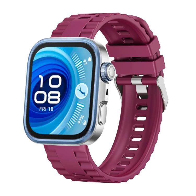 For Huawei Watch Fit4 / Fit4 Pro / Fit3 Metal Head Grain Pin Buckle Silicone Watch Band