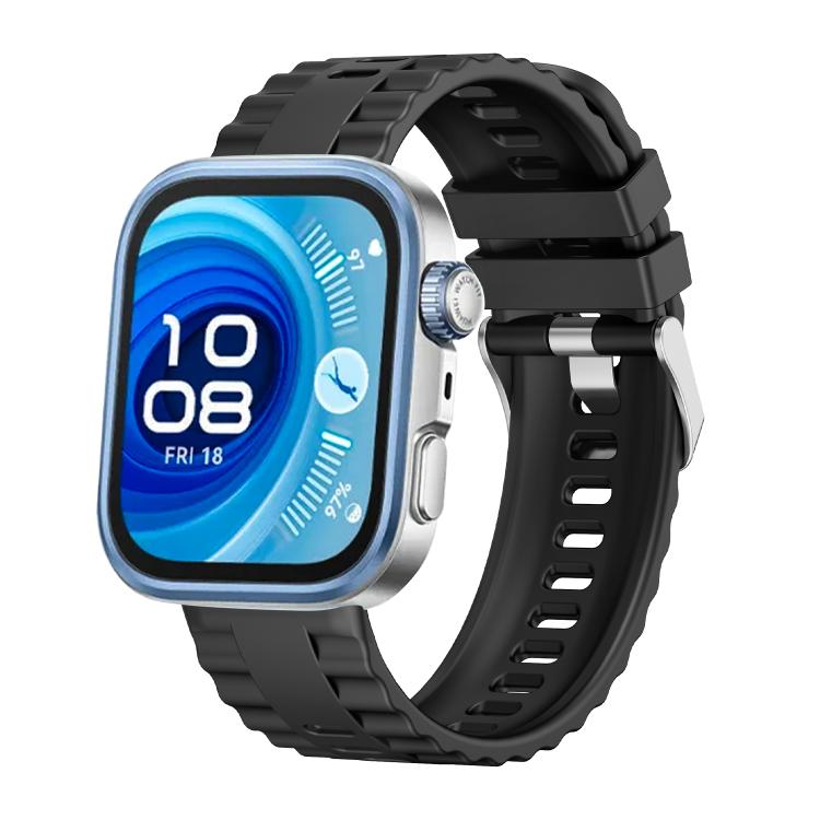 For Huawei Watch Fit4 / Fit4 Pro / Fit3 Metal Head Grain Pin Buckle Silicone Watch Band