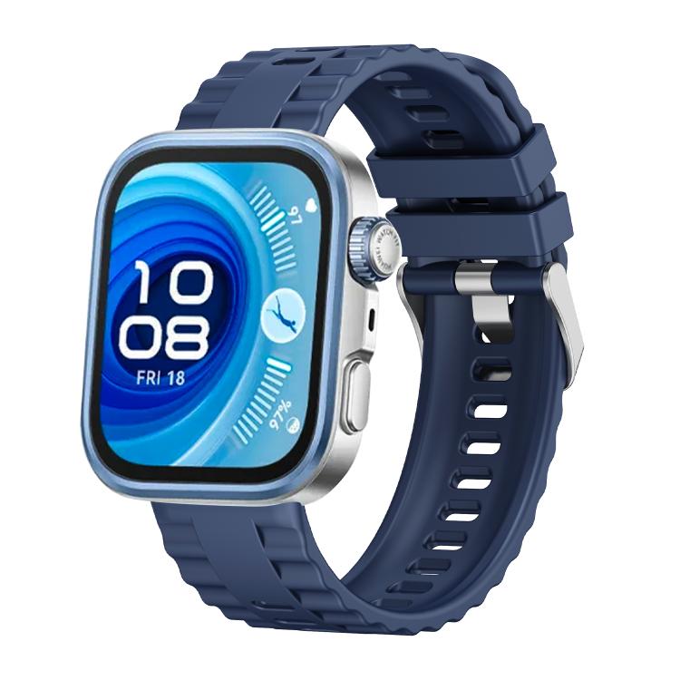For Huawei Watch Fit4 / Fit4 Pro / Fit3 Metal Head Grain Pin Buckle Silicone Watch Band