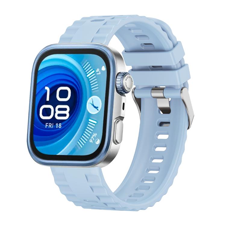 For Huawei Watch Fit4 / Fit4 Pro / Fit3 Metal Head Grain Pin Buckle Silicone Watch Band
