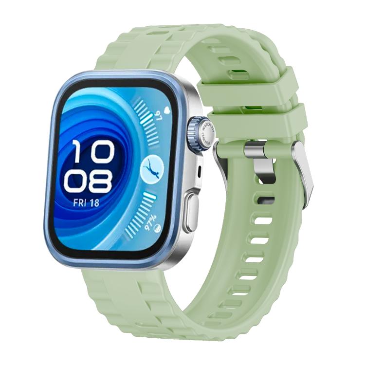 For Huawei Watch Fit4 / Fit4 Pro / Fit3 Metal Head Grain Pin Buckle Silicone Watch Band