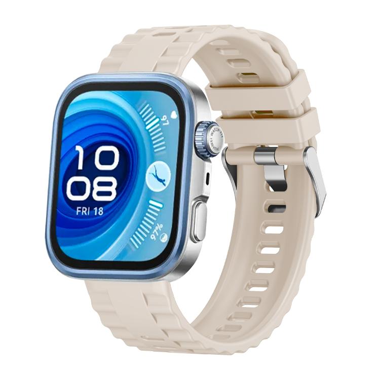 For Huawei Watch Fit4 / Fit4 Pro / Fit3 Metal Head Grain Pin Buckle Silicone Watch Band