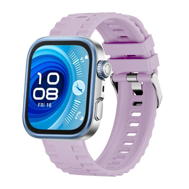For Huawei Watch Fit4 / Fit4 Pro / Fit3 Metal Head Grain Pin Buckle Silicone Watch Band