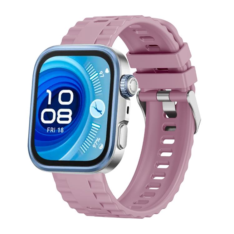 For Huawei Watch Fit4 / Fit4 Pro / Fit3 Metal Head Grain Pin Buckle Silicone Watch Band