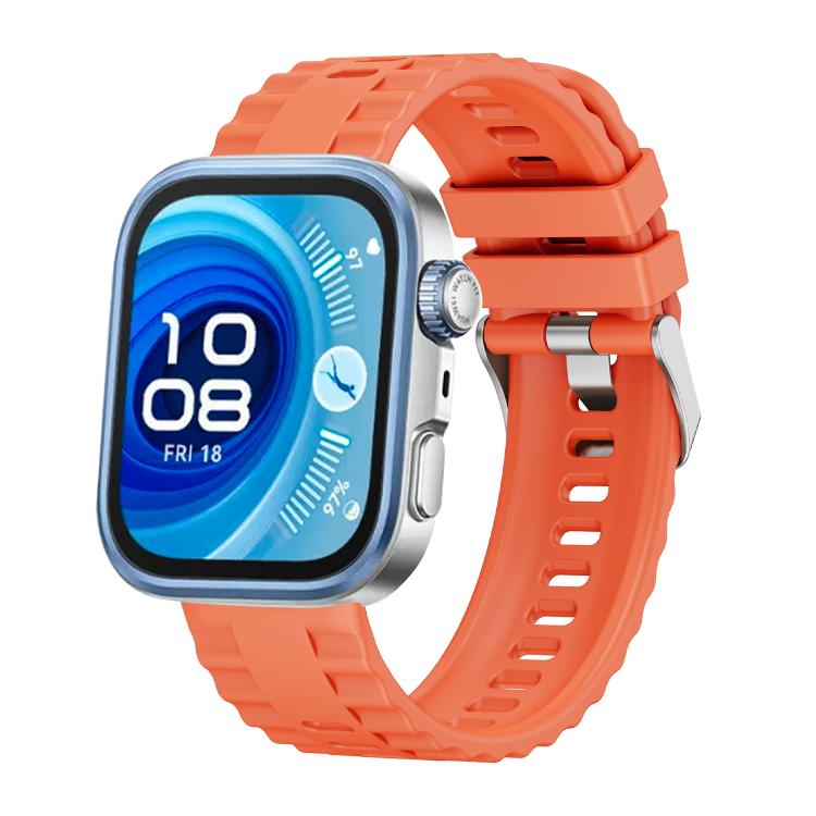 For Huawei Watch Fit4 / Fit4 Pro / Fit3 Metal Head Grain Pin Buckle Silicone Watch Band