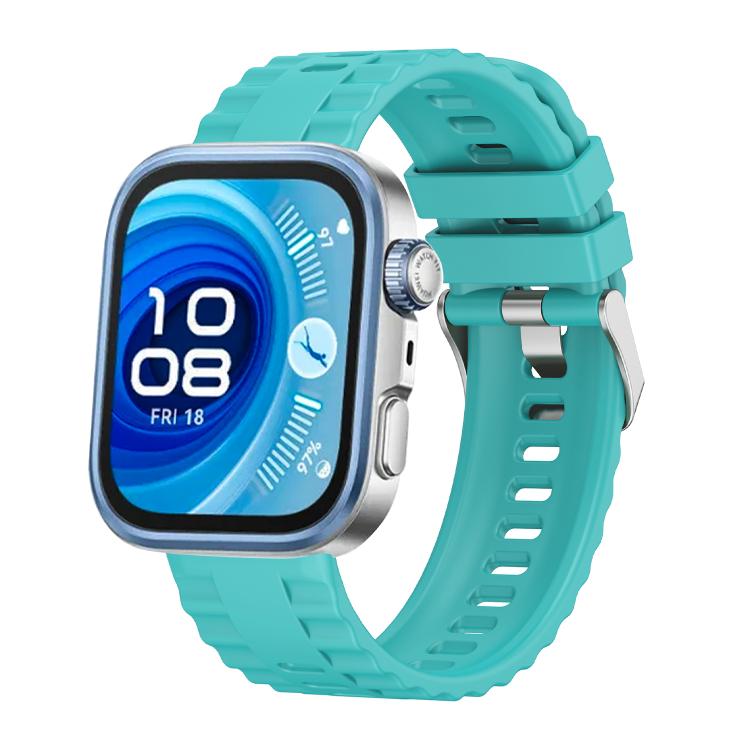 For Huawei Watch Fit4 / Fit4 Pro / Fit3 Metal Head Grain Pin Buckle Silicone Watch Band