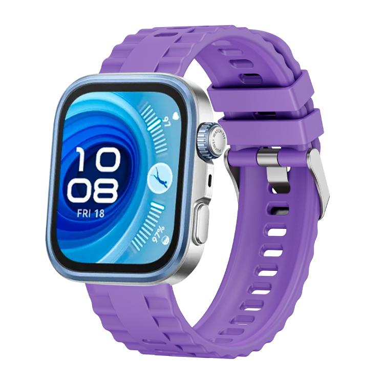 For Huawei Watch Fit4 / Fit4 Pro / Fit3 Metal Head Grain Pin Buckle Silicone Watch Band