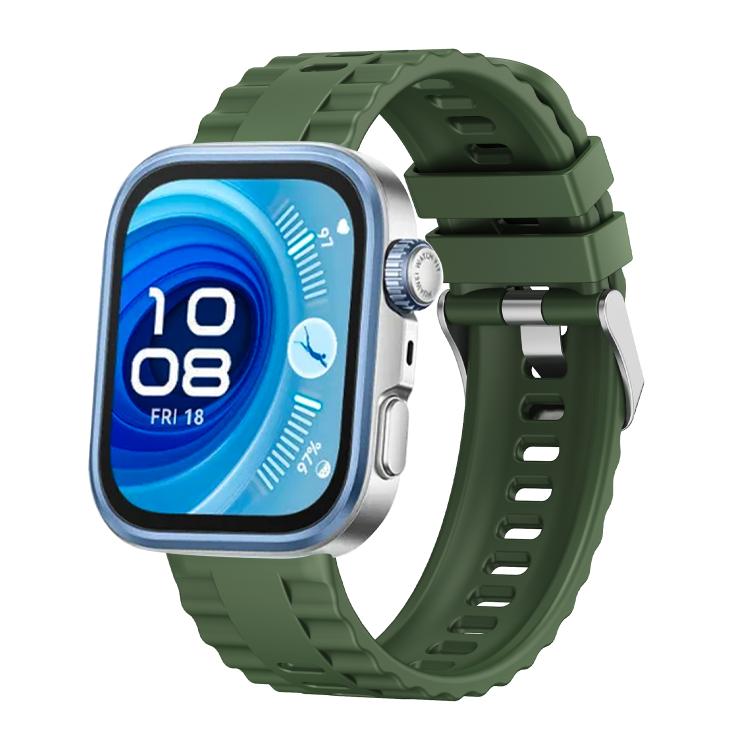 For Huawei Watch Fit4 / Fit4 Pro / Fit3 Metal Head Grain Pin Buckle Silicone Watch Band