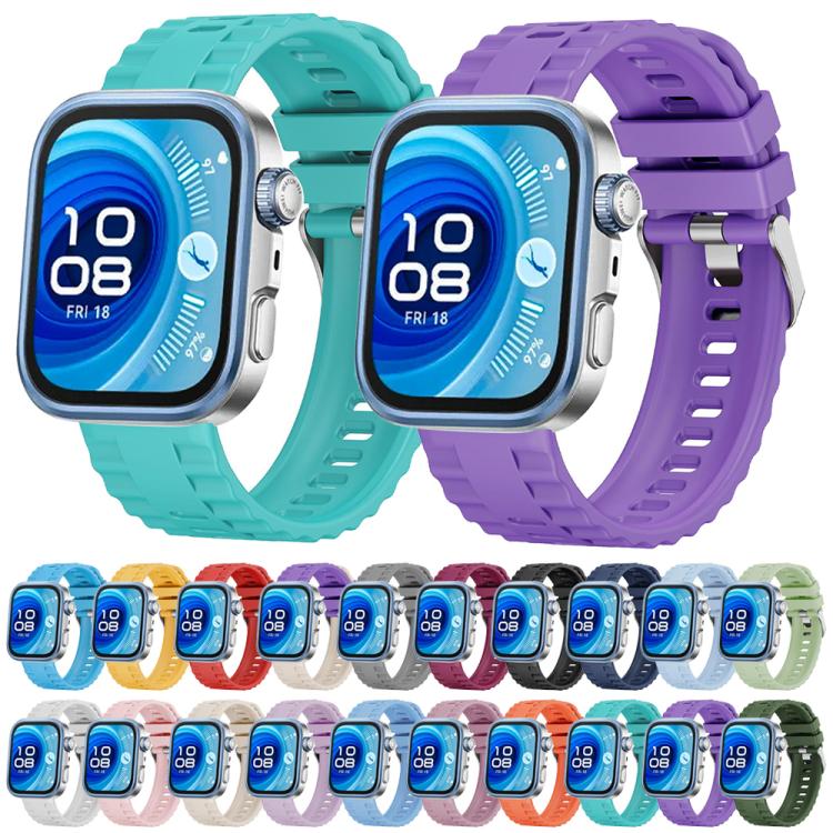 For Huawei Watch Fit4 / Fit4 Pro / Fit3 Metal Head Grain Pin Buckle Silicone Watch Band